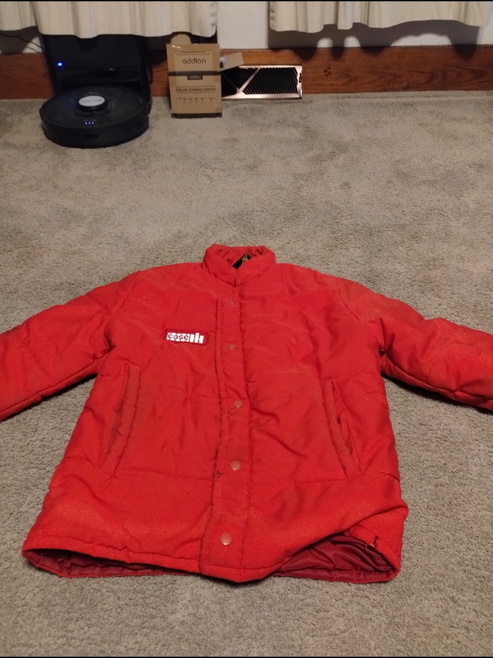 Vintage 80's Case IH Red Puffer Jacket with Front Snap/Zip Closure Men's Small